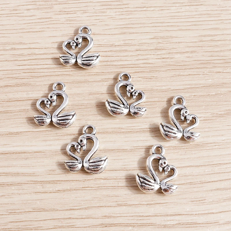 Tusember 30 Stück 13*15mm Legierung Schwanenpaar-Anhänger für Halsketten Ohrringe Handgemachte Modeschmuck-Herstellung Zubehör – Detail 6