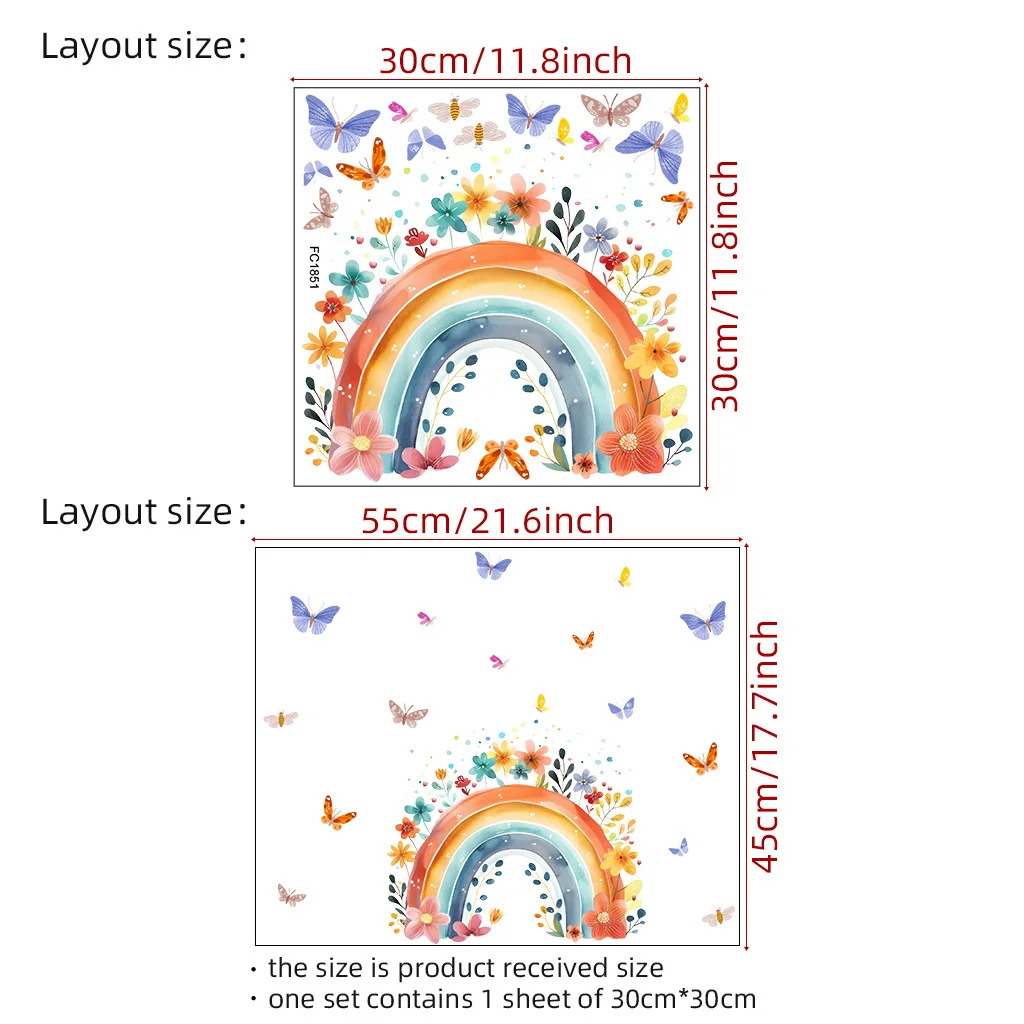 Rainbow Butterfly Wall Stickers Self-Adhesive Room Decor Background Wall Art Decals Imagine Rainbow Bridge Home Decoration