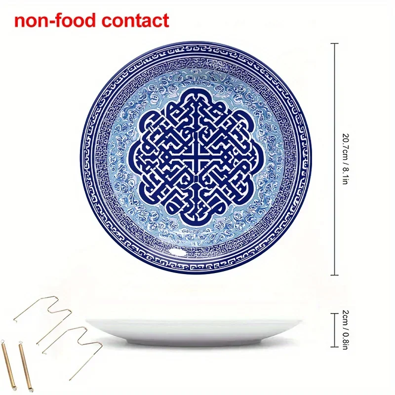 

8-дюймовая круглая декоративная табличка и украшение для Хэллоуина и Рождества, 8-дюймовая сине-белая керамическая настенная тарелка - винтажная