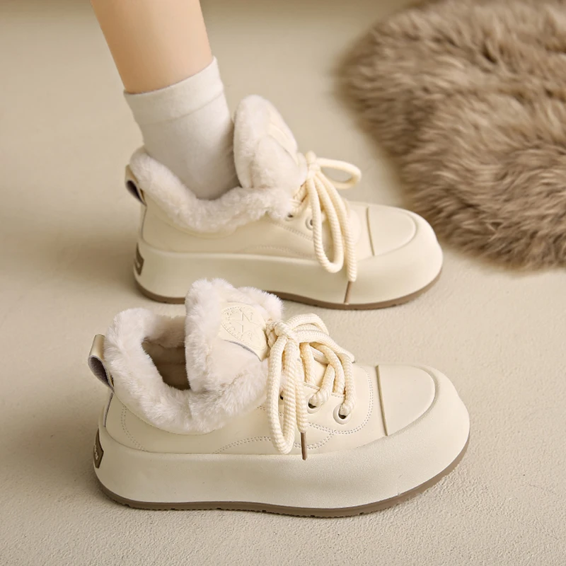 Shoes Woman 2024 Clogs Platform Casual Female Sneakers Modis Loafers Fur New Creepers Winter Cute Small Leisure Loafers Fur Wome