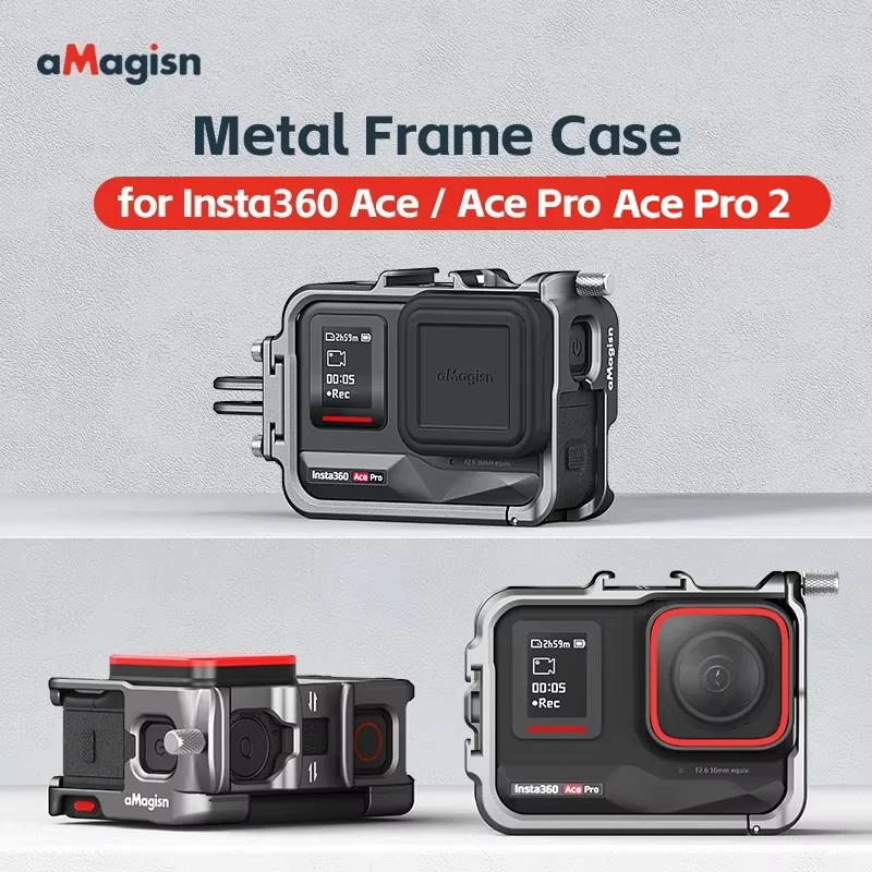 AMagisn pour Insta360 Ace AcePro AcePro2 caméra de sport cadre de protection en alliage d'aluminium Extension de Cage avec étui de prise de vue Vertical 44 AMagisn pour Insta360 Ace AcePro AcePro2 caméra de sport cadre de protection en alliage d'aluminium Extension de Cage avec étui de prise de vue Vertical 44