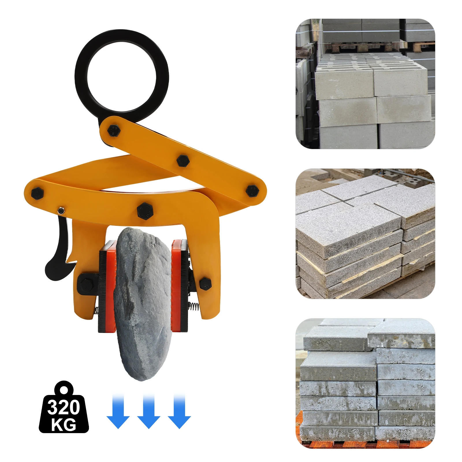 Pinza Sollevapallet in Acciaio al Manganese 355, Sollevatore per Pallet Resistente, Apertura della Mandibola 0-6,5 cm, Pinza per Sollevamento Pietre per Magazzino
