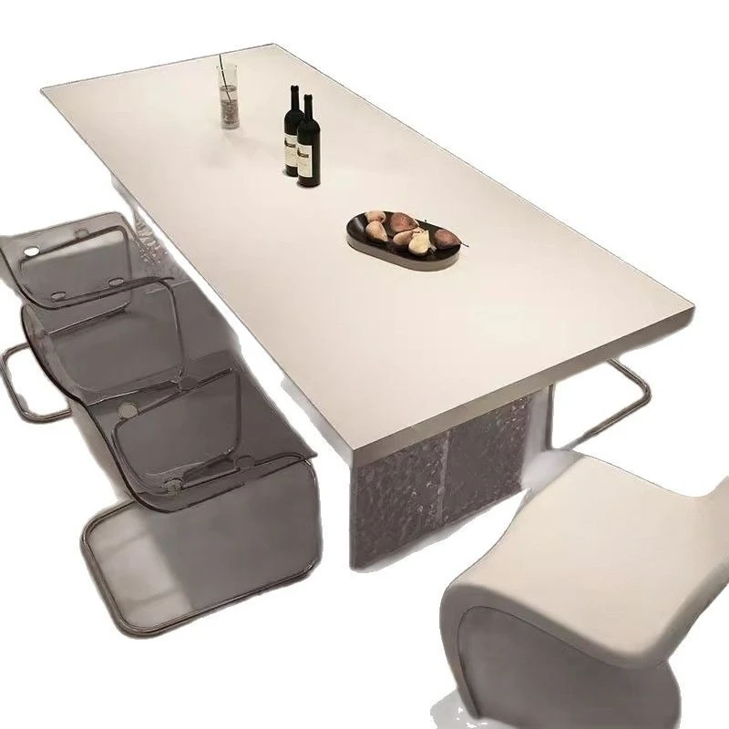 

Dining table corrugated acrylic high-end luxury minimalist cream style home eating table