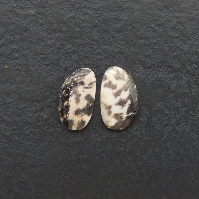 Natural Shell Matching Oval Drop Earrings Black-White Marbled Coastal Jewelry Set for Women Elegant Drop Earrings 18x11x3mm-1.6g