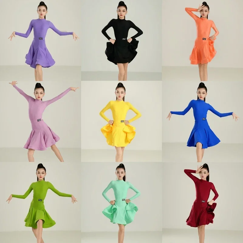 Jupe pour filles, vêtements de spectacle Samba, col haut, Costume de concours de danse latine, vêtements d'entraînement de danse ChaCha, body