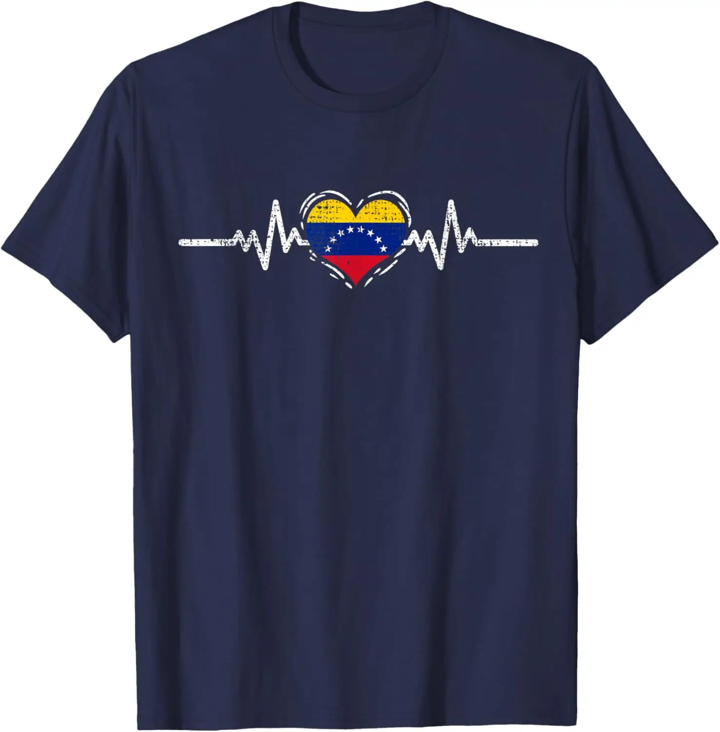 Venezuela Flag Heartbeat Venezuelan Roots Vintage T-Shirt for Men Women National Day Holiday Mens T Shirts