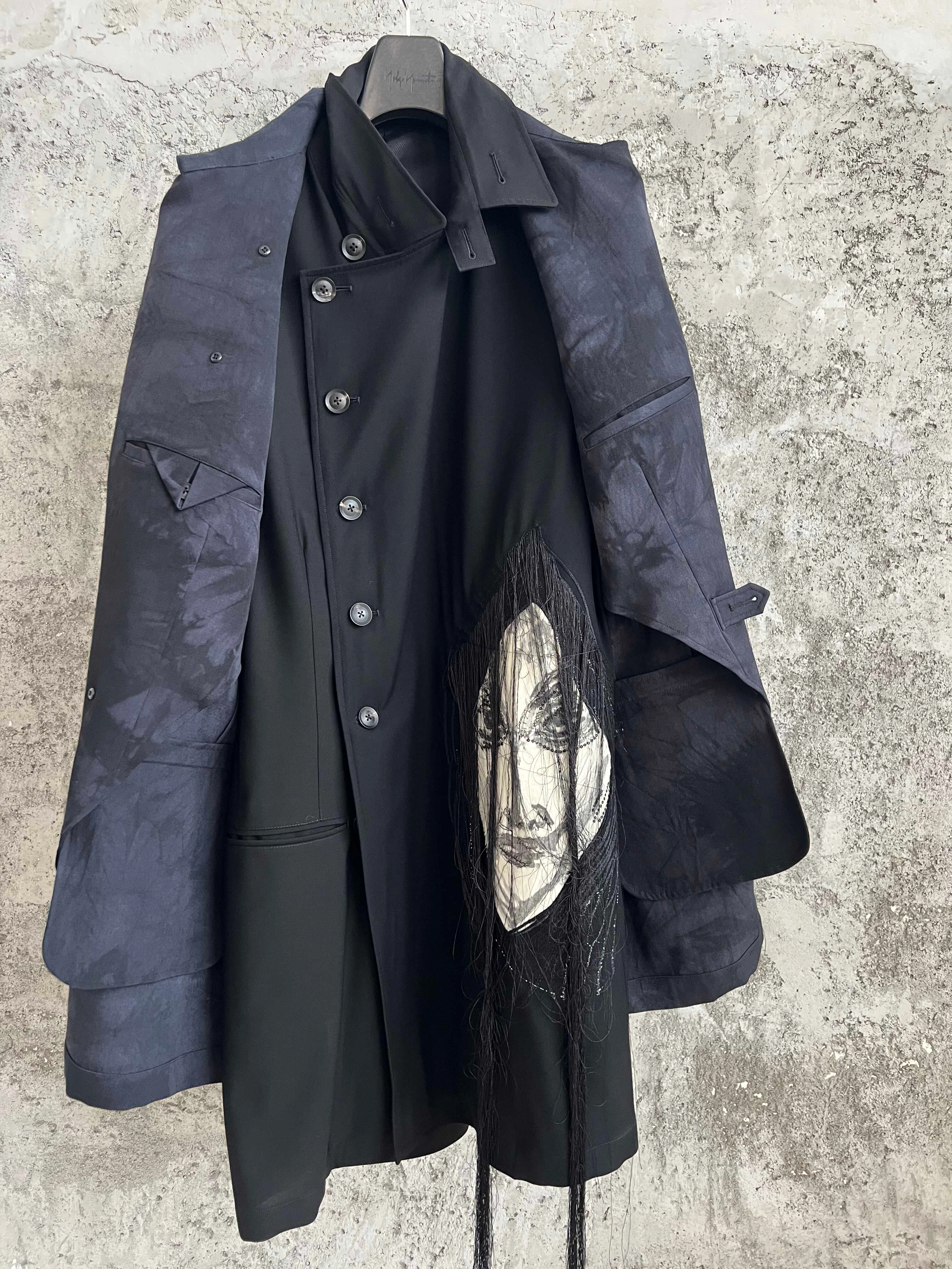 TOP-YAMAMOTO Original Ghost Face Discharge Embroidery Drift Thread Heavy Industry Suit Casual Jacket for men