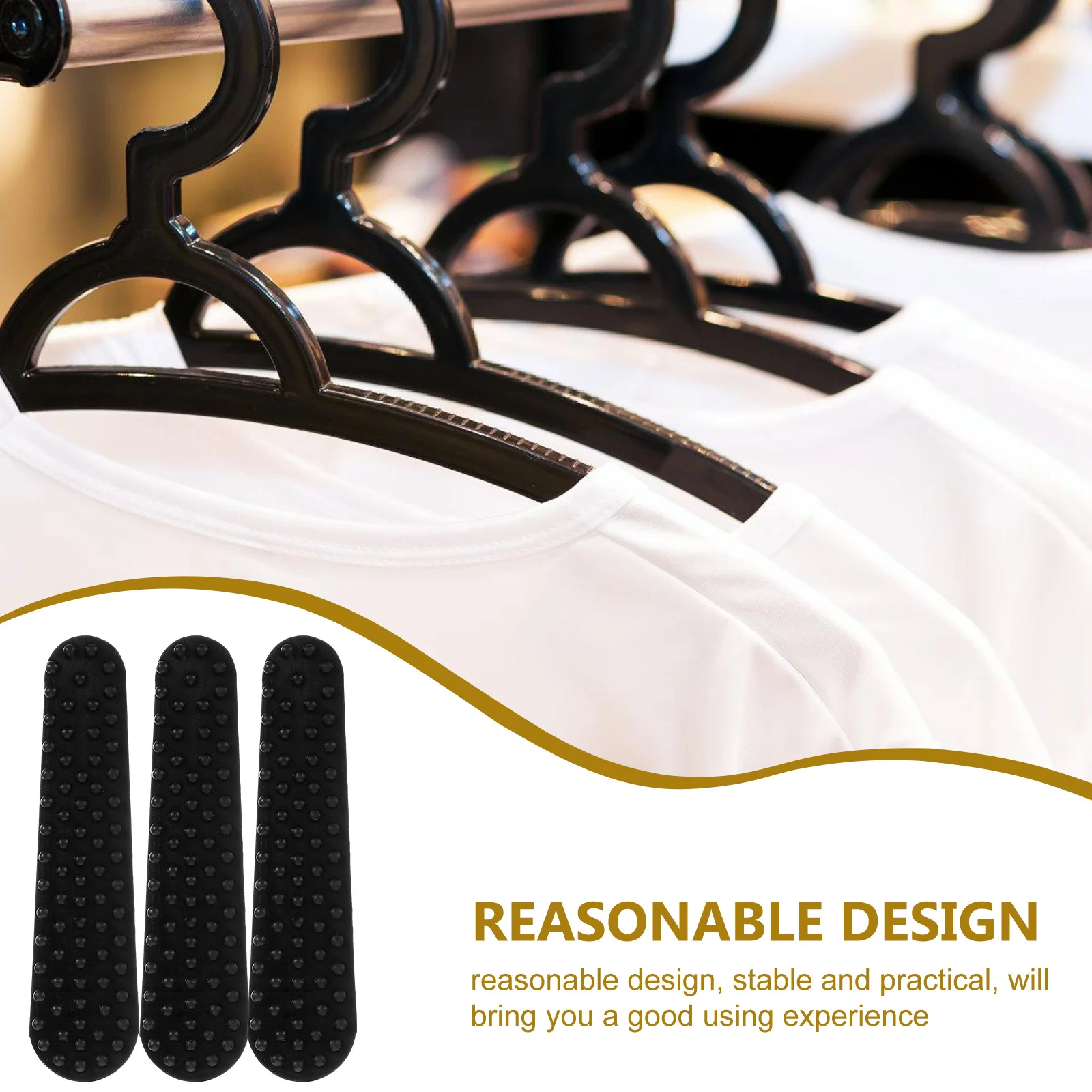 

100Pcs Closet Hanger Accessory Non-Slip Silicone Grip Strips for Garment Organization Prevent Slipping on Wood Metal Hangers