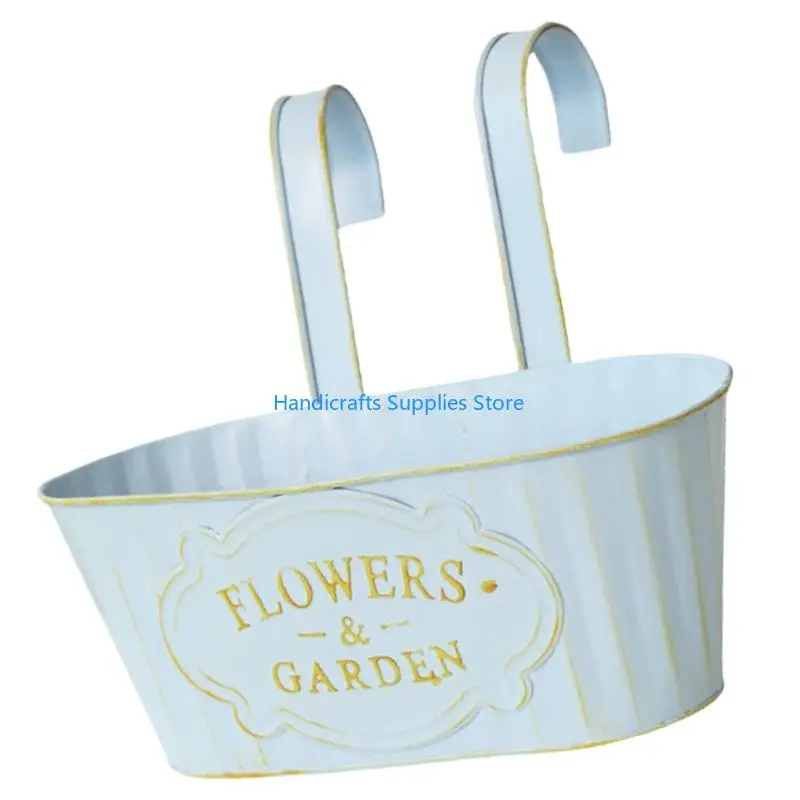 R1WA Metal Hanging Flower Pots Railing Flower Pot Holder for Outdoor Plant Balcony Window Deck Garden Porch Home Decorations