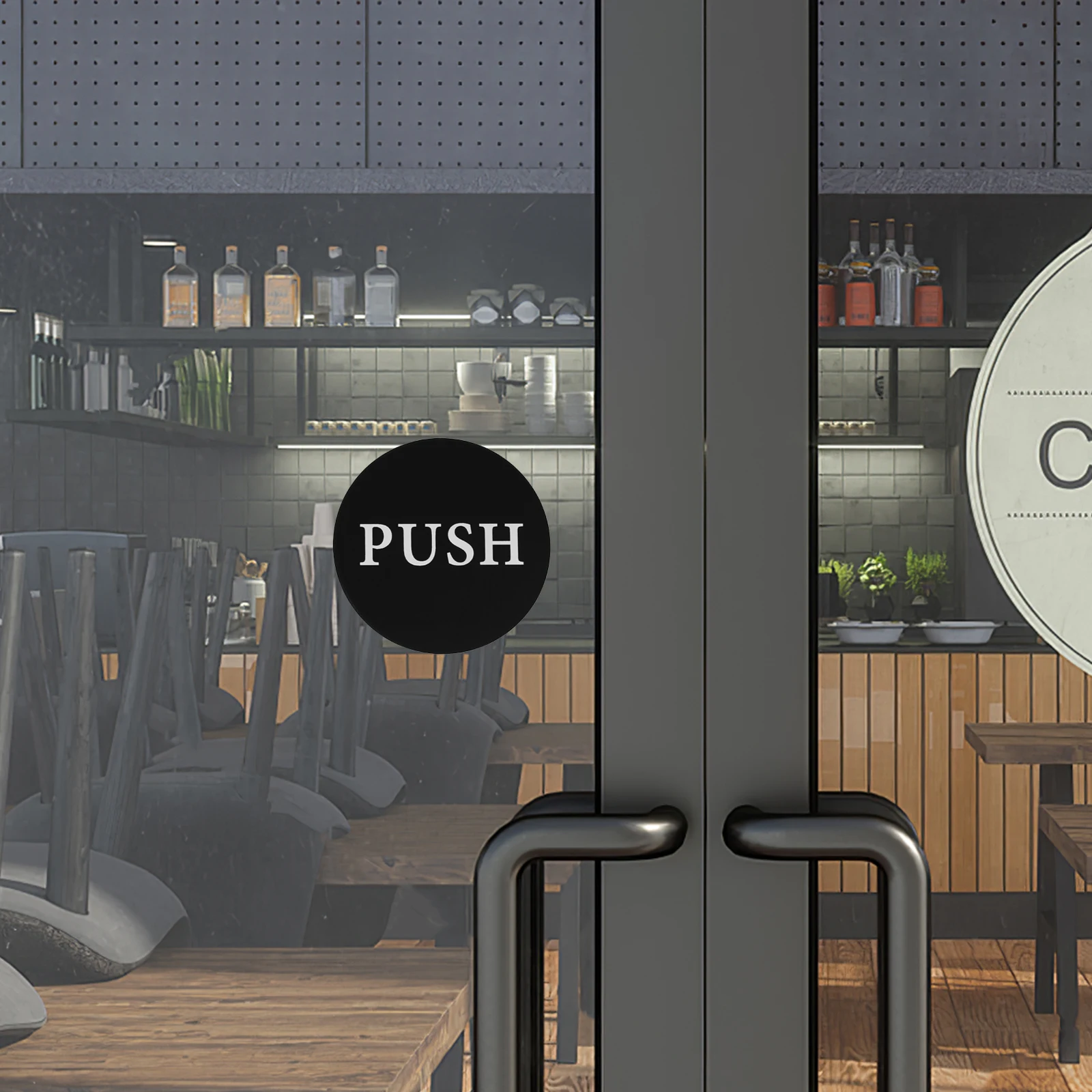 

2 Pcs Glass Door Sign Direction Label Decorative Safety Signs Acrylic The Push Pull for Restaurant