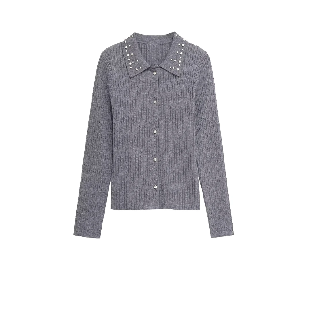 Autumn Winter Elegant Solid Color Knitted Sweater Round Neck All Match Fashion Tops Slimfit European Cardigan Jacket