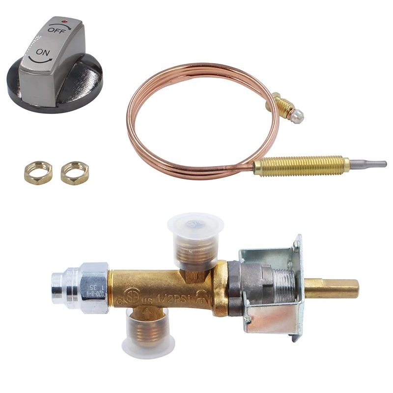 

5/8In(3/8In Swivel Flare)Male Flare Gas Safety Control Valve Thermocouple Assembly Kit For Low Pressure Propane Fire Pit