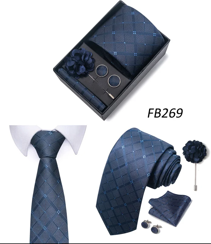 Neue Designer Blau Rot Grün Paisley Krawatten Für Männer Hochzeit Party Krawatte Luxus Krawatte Einstecktuch Cufllink Brosche Set – Detail 9