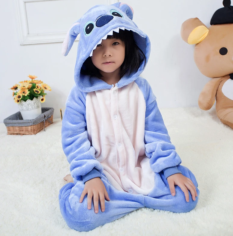 Kigurumi Kids Stitch Animal Cartoon Pajamas Children Sleepwear Girls Boys Onesies Cosplay Costumes For Christmas Halloween Party