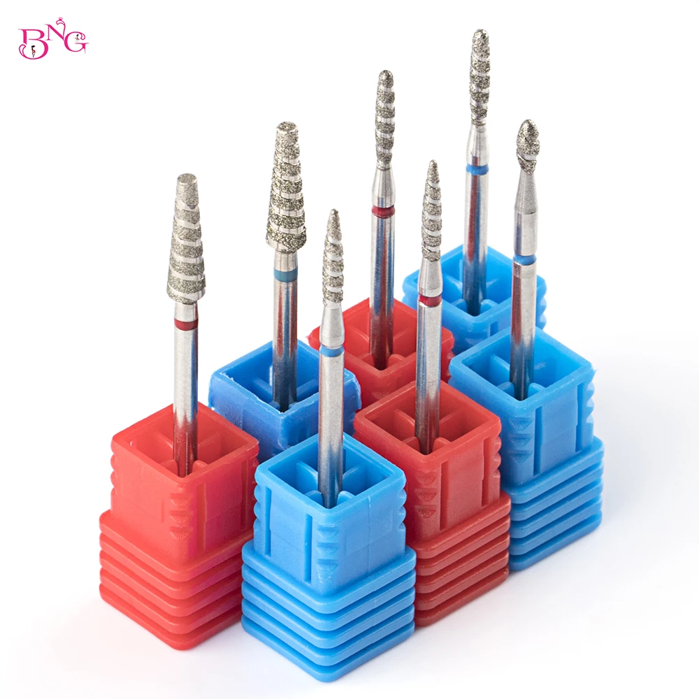 5Pcs/lot Diamond Nail Bits Tornado Flame Cuticle Drill Bit Pro Russian Electric File Bits for Nail Manicure and Pedicure 3/32\'\'