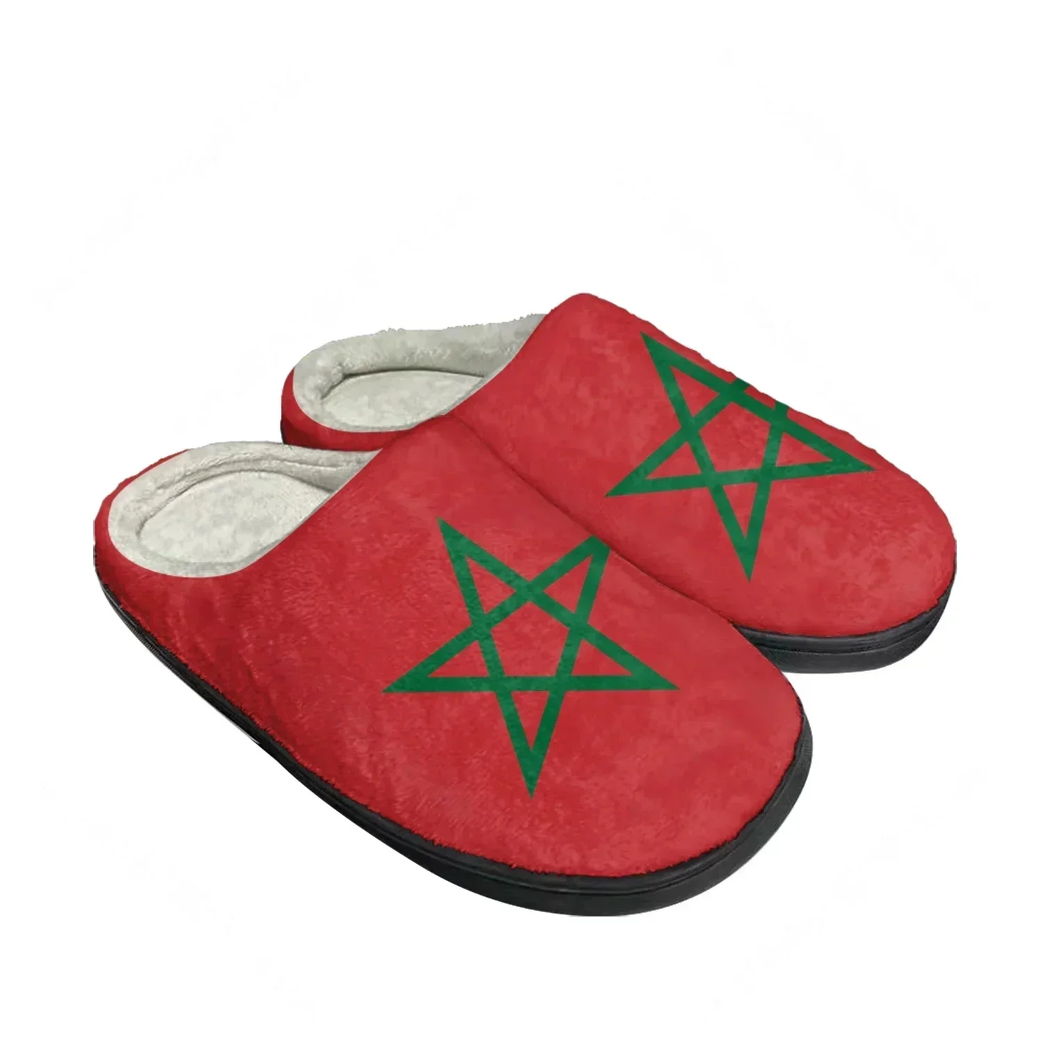 

Hot Moroccan Flag Home Cotton Custom Slippers Mens Womens Teenager Morocco Plush Bedroom Casual Keep Warm Shoes Thermal Slipper