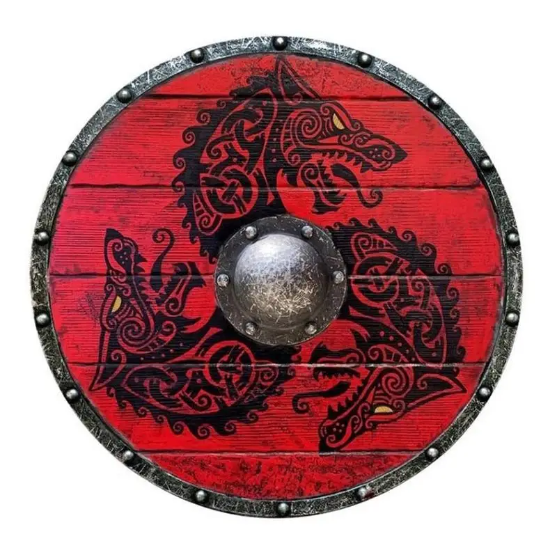 

Medieval Viking Shield Wooden Shield Hand Painted Round Weapons Viking Warrior Shield Cosplay Costume Props for Teens Adults