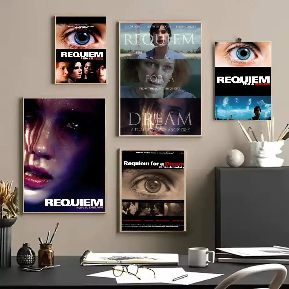 R-Requiem for a Dream Poster Stickers HD Waterproof Painting Wall Art for Bedroom Living Room Home Decor Decoration Gift