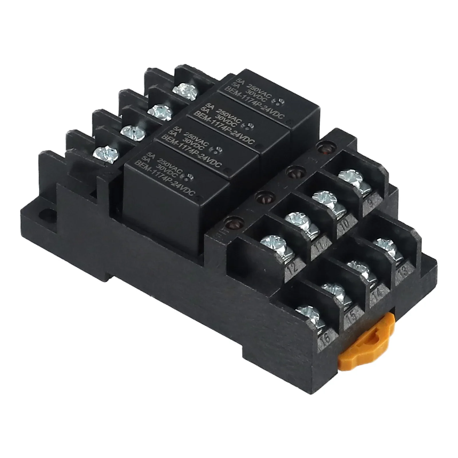 New Relay Terminal Plastic Pluggable Screw Wiring Terminal Relay With Base 4-way NO Buckle Built-in Smart Chip