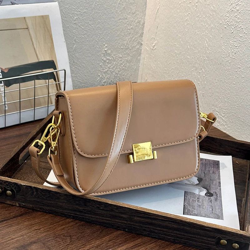 Solid Pu Leather Ladies Bags Fashion Shoulder Bags Casual Flap Messenger Bags Vintage Sac A Main Small Mobile Phone Bags Clutch