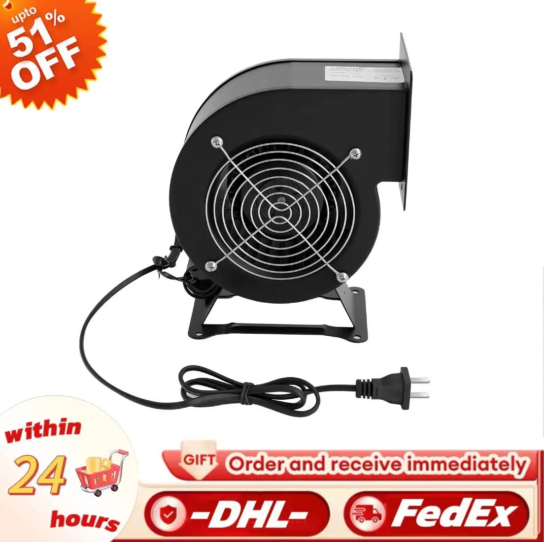 

Вентилятор 110 В, 120 Вт, универсальный вентилятор с высоким объемом воздуха 196 куб. футов в минуту, центробежный вентилятор с низким уровнем шума, для рассеивания тепла экструдера и т. д.