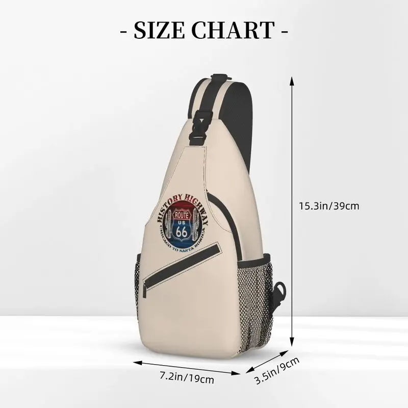 Route 66 America Road torba z paskiem do zawieszenia na piersi w stylu Vintage plecak na ramię Crossbody dla mężczyzn na rowerze Camping Daypack