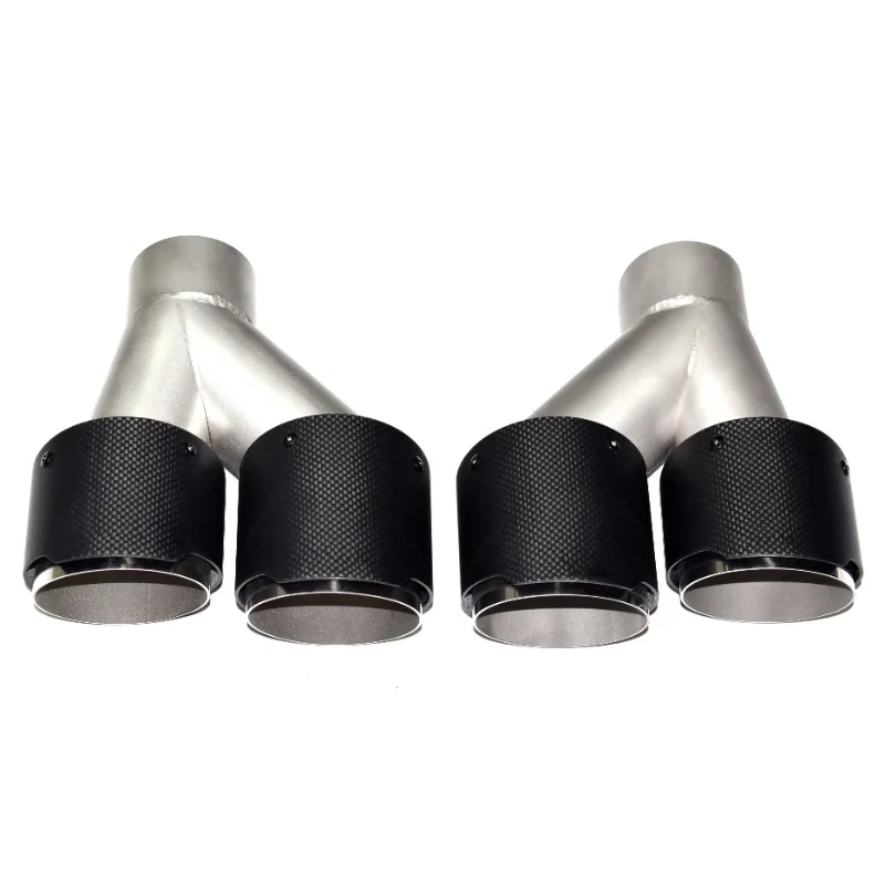 

60mm Inlet Dual 89mm Outlet Y Type Carbon Fiber + Stainless Steel Exhaust Muffler Tip Pipe