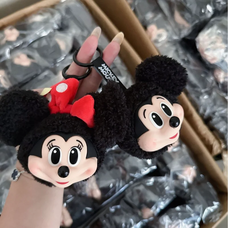 미키 미니 플러시 인형 키체인 귀여운 큰 머리 디자인 키체인 백팩 장식 백팩 액세서리