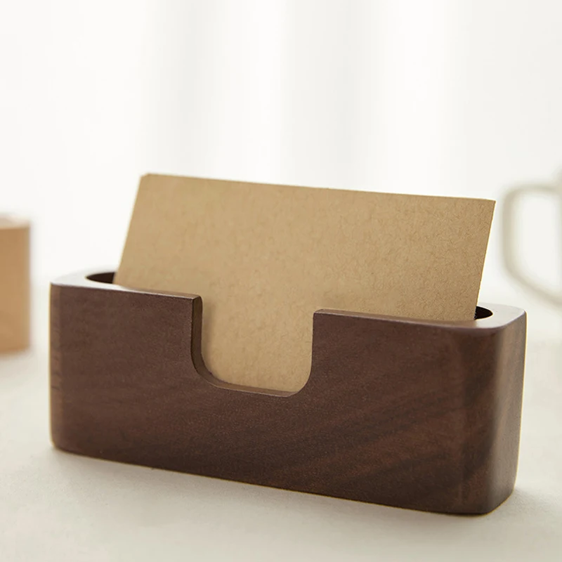 Walnut Business Card Holder Wood Business Card Holders Business Card Holder Display Desktop Business Card Stand DesktopDecor