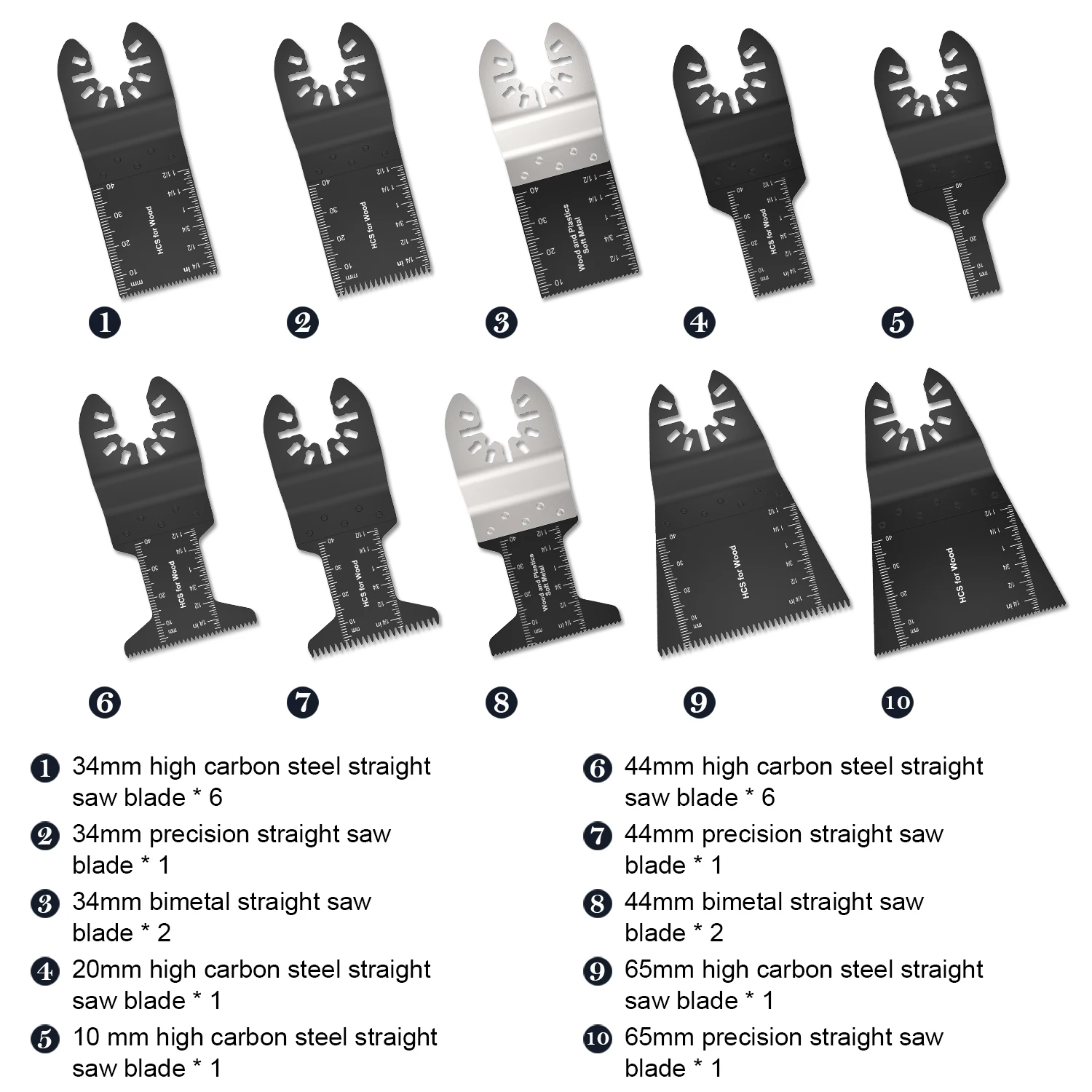 72Pcs Oscillating Saw Blades Quick Release Multitool Wood Metal Cutter Power Accessories for Fein Multimaster, Dremel,