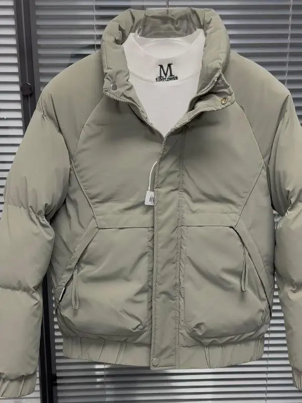 

Men's down Cotton Jaet ort Thiened Stand Collar Faionable Coat Pure Color Trendy ort Cotton Padded Coat Winter Oute...