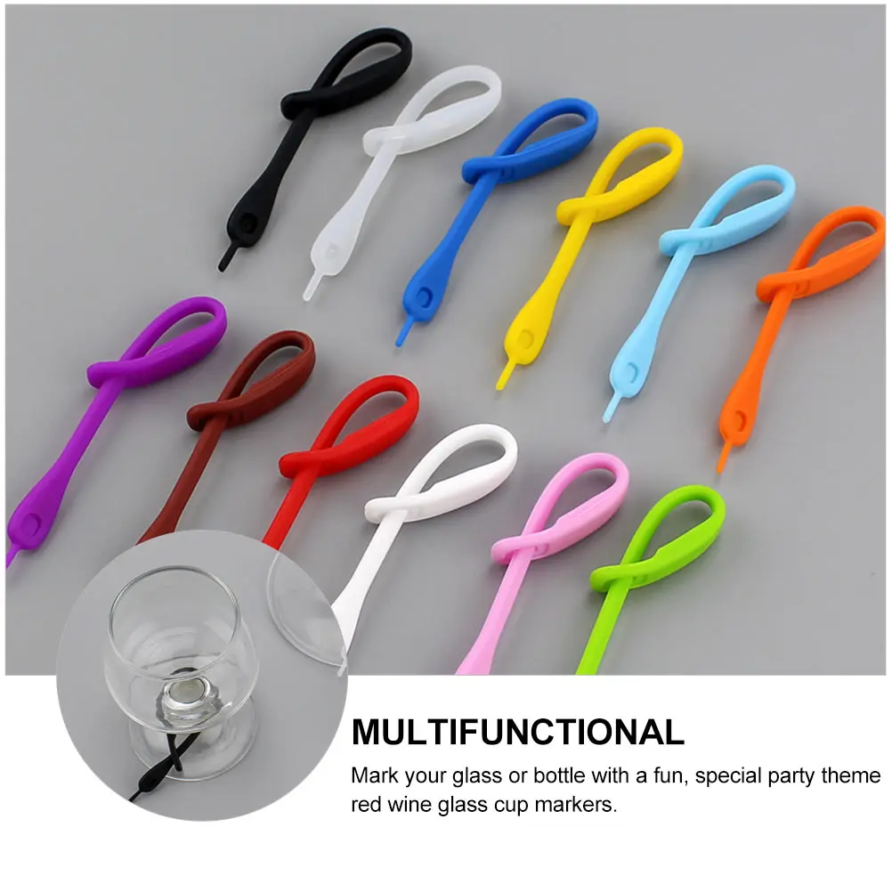 

12Pcs Silicone Wine Glass Tags Perforation Design Reusable Drink Identifiers Party Cocktail Bar Wedding