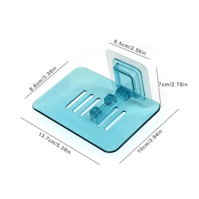 Transparent Soap Rack No Drilling Wall Mounted Layer Soap Holder Soap Sponge Dish Bathroom Accessories Soap Dishes Self Adhesive