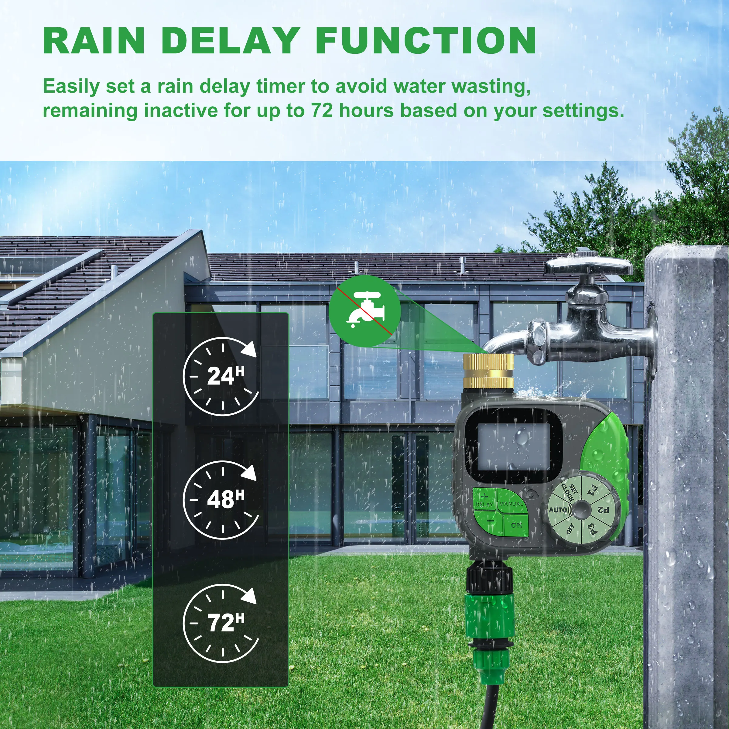 Imagem -05 - Girier-temporizador Programável para Água Aspersor com Entrada de Latão Lcd Controlador de Irrigação Automática para Jardim Quintal Gramado