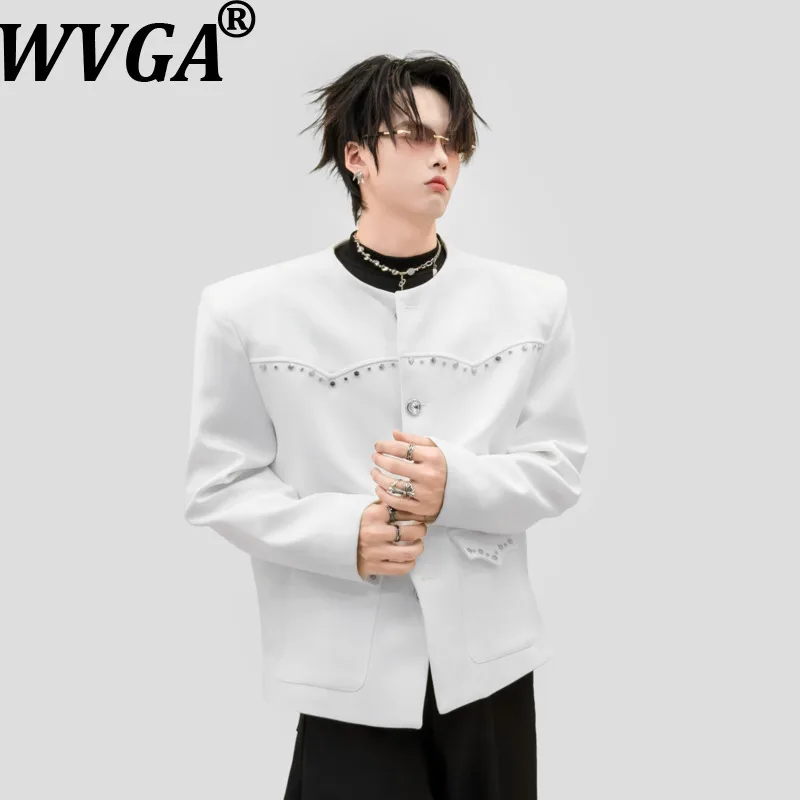 WVGA Light Luxury Metal Rivet Decorative Design Trendy Jacket High-end Stylish Niche Chic Casual Handsome O-Neck Coat Ins W27175