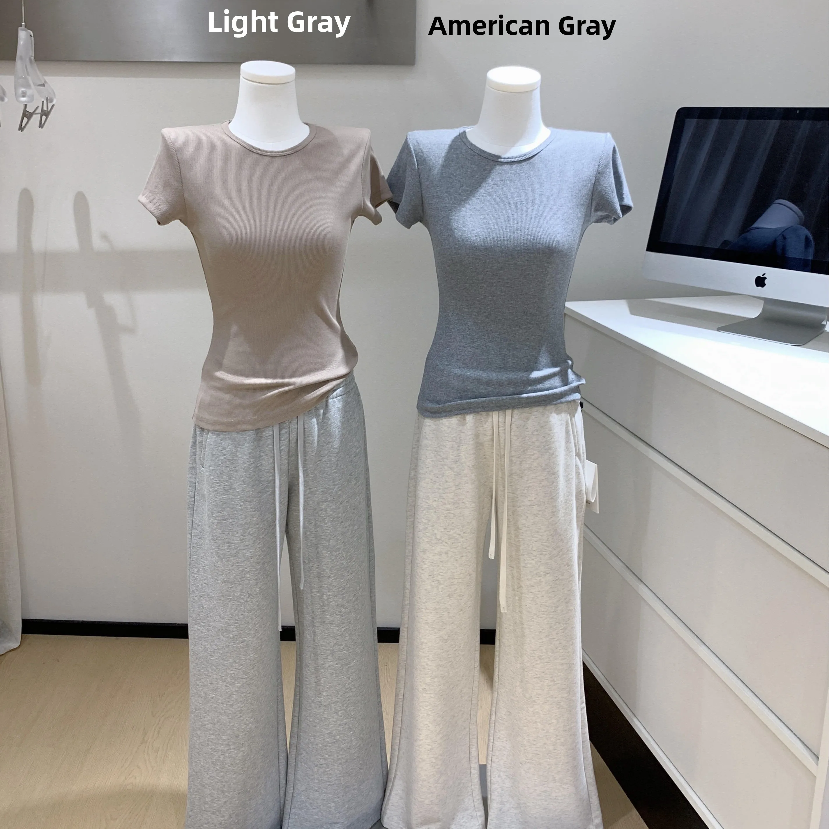 Damskie spodnie dresowe czterokolorowe, podstawowe, Dongda Gate New Sle, codzienne, proste nogawki, bawełniane, elastyczna talia, bez szwów, spodnie damskie.