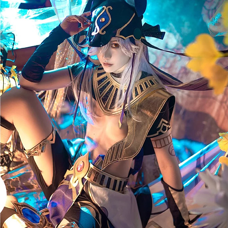Cyno Cosplay Game Genshin Impact زي مجموعة كاملة من أزياء المعركة أزياء الهالوين كروسدرينج ملابس لعب الأدوار