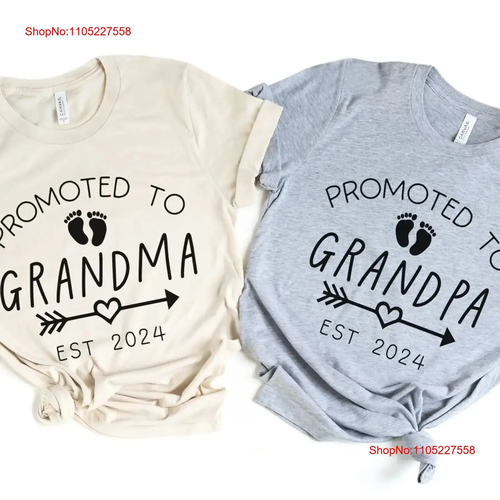 Promoted To Grandma Grandpa Matching T Shirt New Grandparents Pregnancy Reveal Baby Announcement Customizable vintage Washed