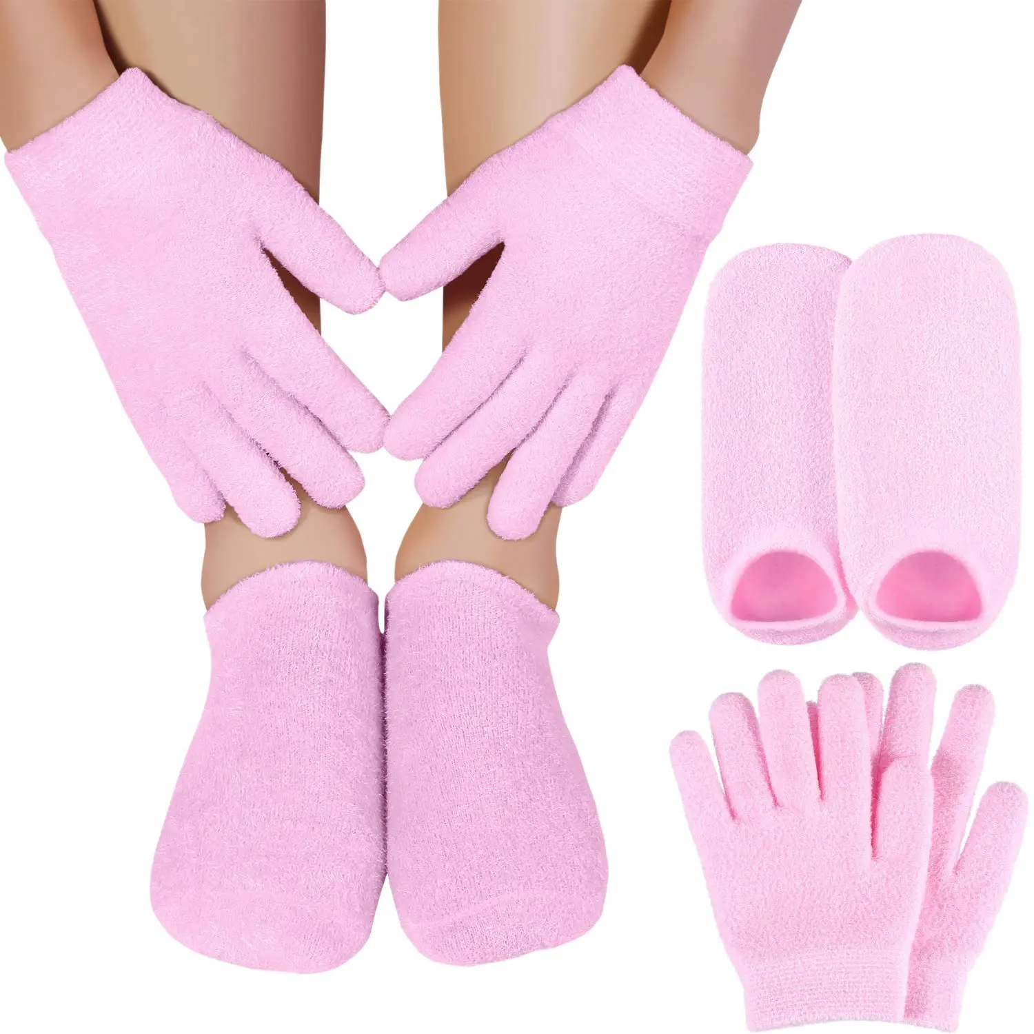 Moisturizing Gel Socks Gloves Set Hands Feet Skin Whitening Care Beauty Spa Treatment Hydrating Cool Heel Booties Socks for Dry