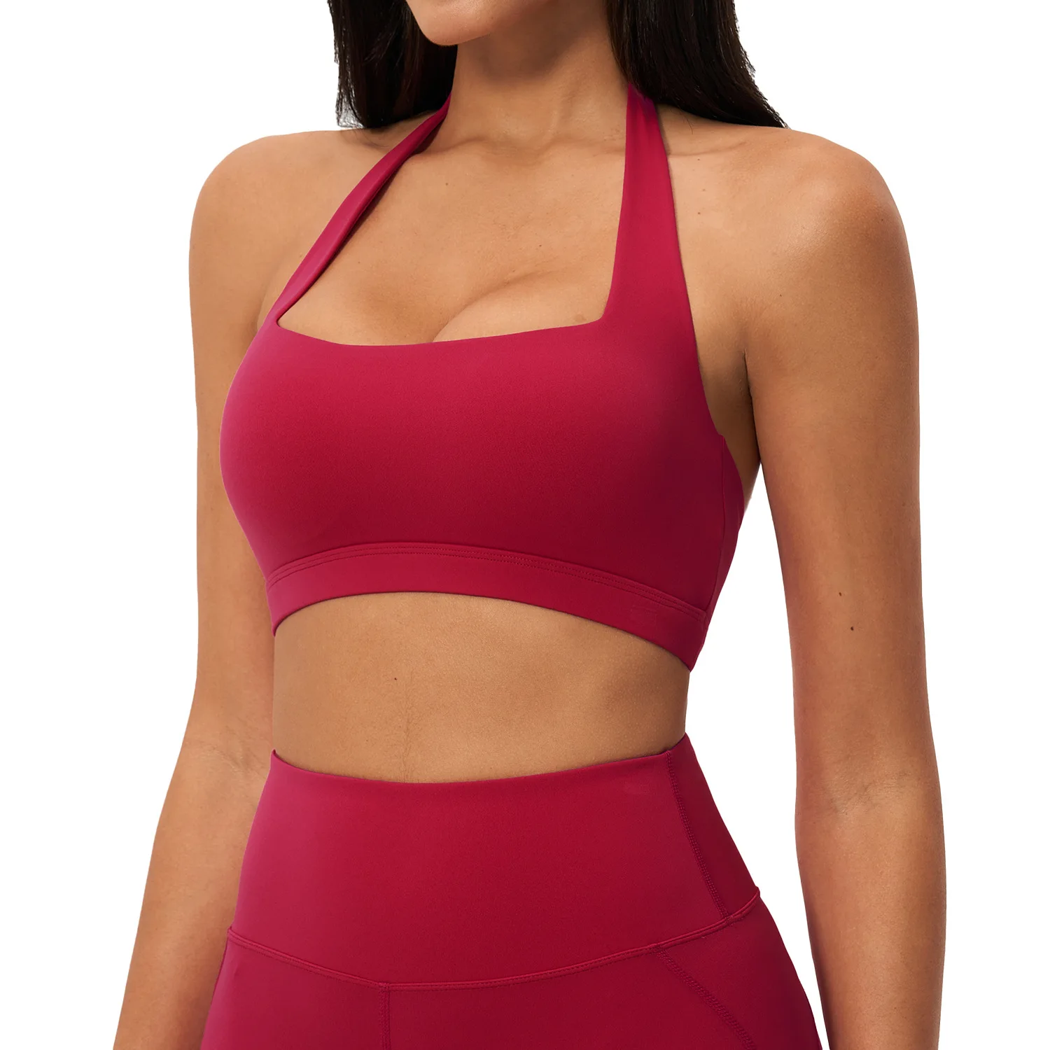 Women Open Back Halter Sports Bra Breathable Shockproof Gym Fitness Crop Top Yoga Underwear Female Workout Yoga Sports Underwear