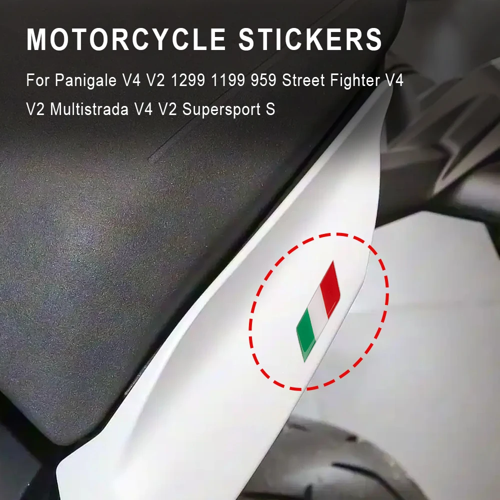 3D Resin Motorcycle Stickers Accessories For Ducati Panigale Multistrada Streetfighter V2 S V2S V4 S V4S Italy Flag Emblem Decal