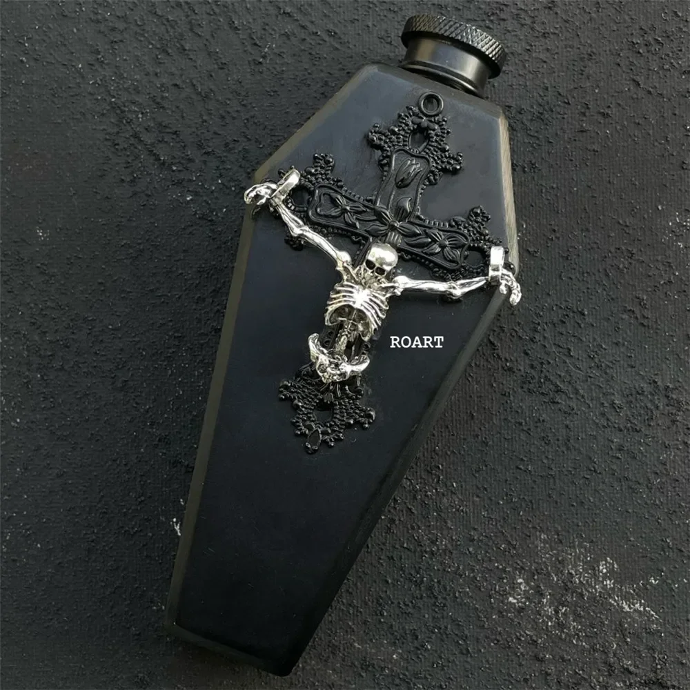 

Gothic-style 200ml Sin&Redemption–Handcrafted Skeleton Metal Flask Alcohol Flask Whiskey Bottle for Gift Boys Man Woman Gift