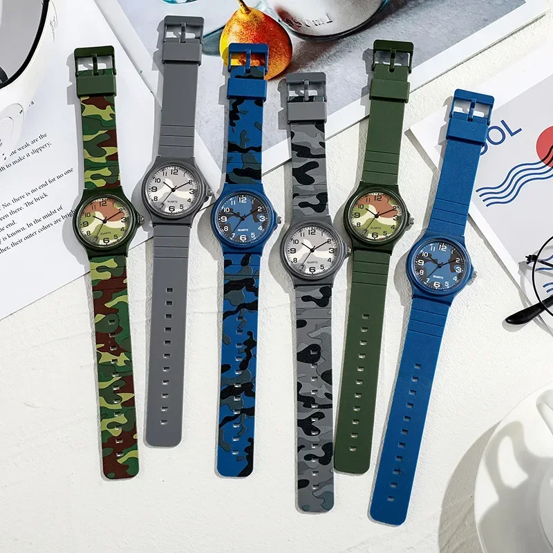 Camouflage Band Quarz Jungen und Mädchen Studenten Armbanduhr Silikon Geschenk Uhr für Kinder Reloj Mujer Montre Relogio feminino