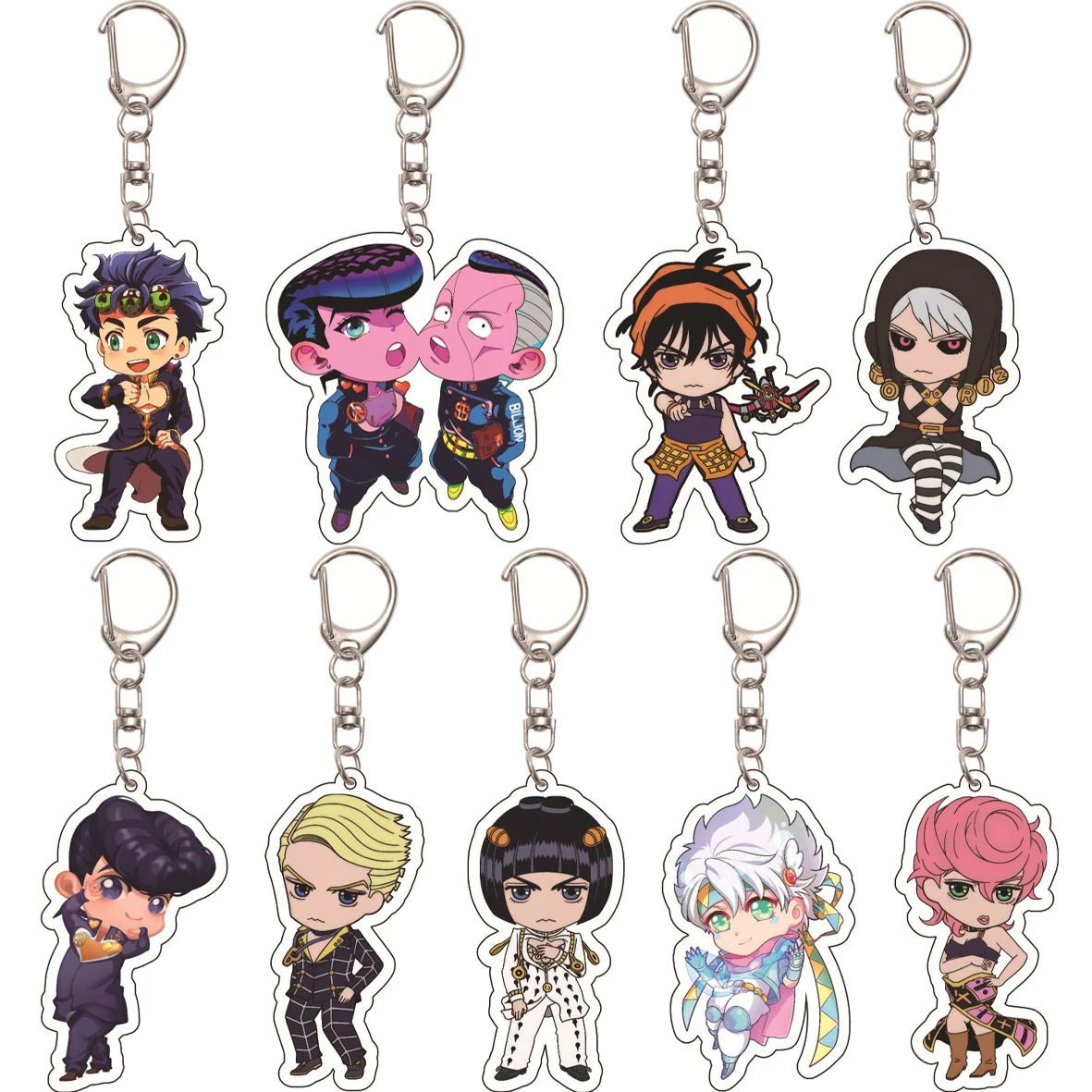 55MM Anime JoJo's Bizarre Adventure Schlüsselanhänger Jonathan Joestar Higashikata Josuke Higashikata Josuke Acryl-Schlüsselanhänger Niedliche Geschenke