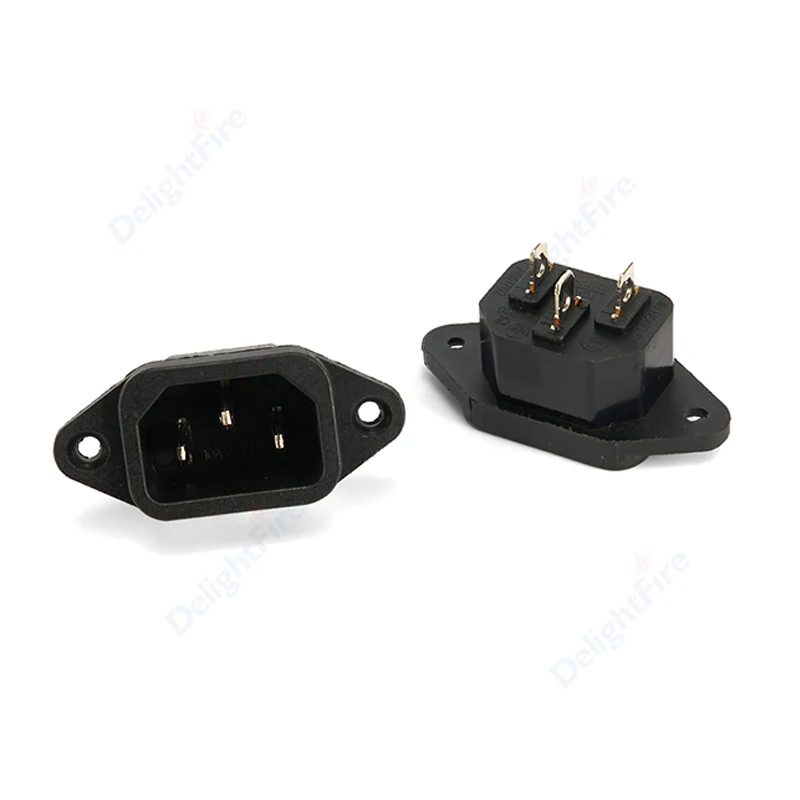 IEC320 C13 C14 Electrical Power Socket LED 250V Rocker Switch Brass 10A C6 Fuse Inlet Plug Connector Computer Mount Outlet