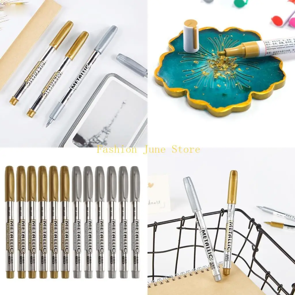 N5KA 12pcs Metallic Marker Pens for Crafts Art Paint Pen Metallic Pen for Card Making