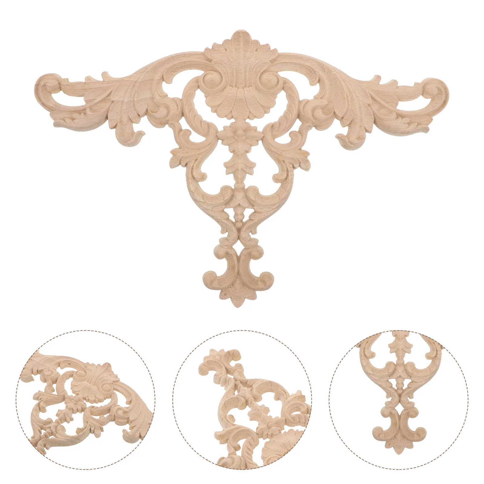 

Wood Carved Appliques Onlays Solid Unpainted Handcrafted Vintage Decor For Cabinet Door Corner Furniture Small Wood
