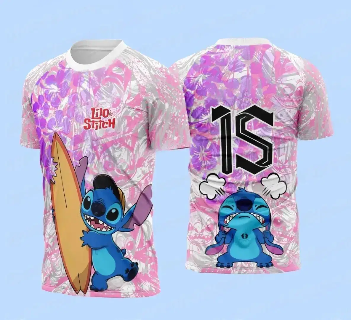 ديزني 2026 غرزة الفتيات المرأة قصيرة الأكمام ثلاثية الأبعاد تي شيرت مطبوع الجولة الرقبة الصيف حجم كبير قمصان كرة القدم الرجال عادية #1