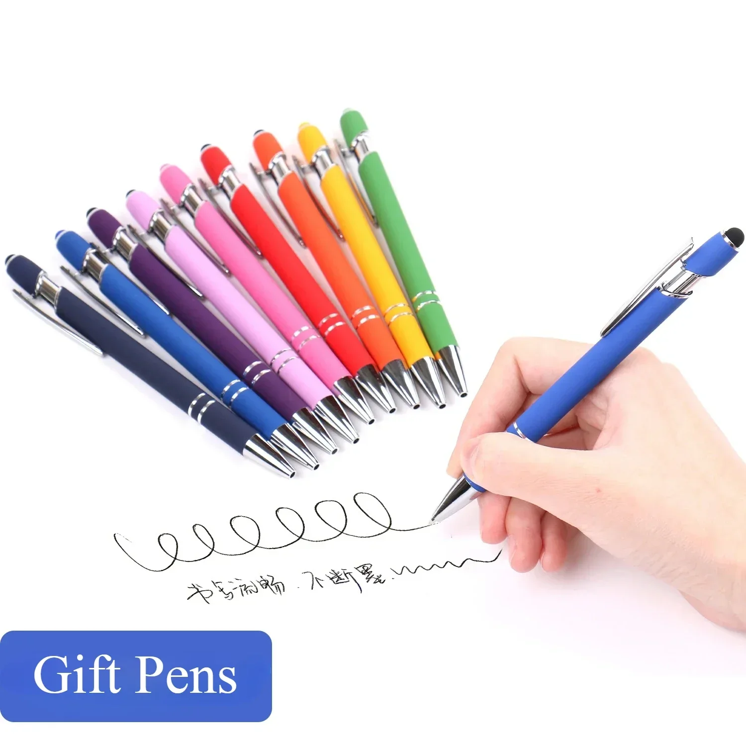 100 Pcst Free Personalized Metal Pens Custom Logo Engrave Text Ballpoint GIFT Pen with Stylus Tip