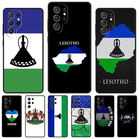 Lesotho Flag phone case For Samsung Galaxy S24 S23 S22 Ultra Note 10 20 Plus S8 S9 S10 S20 S21 FE Cover